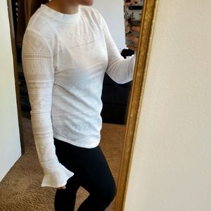 NWOT Ann Taylor LOFT White Sweater, Flare Sleeves